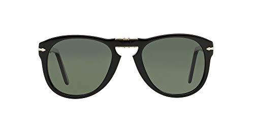 Persol PO0714 Pilot Sunglasses, Black/Green Polarized, 54 mm