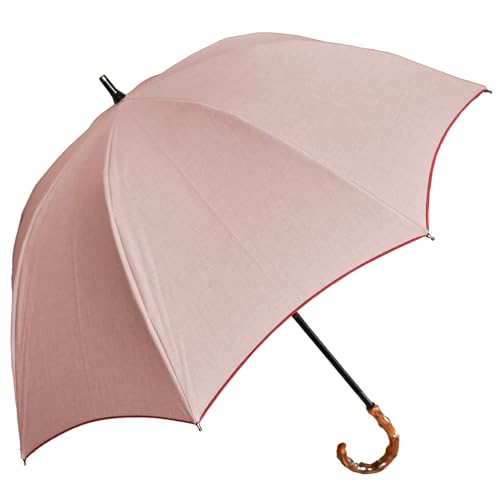 100%遮光 日傘 長傘 【Rose Blanc】 日傘 晴雨兼用 UVカット 1級遮光 撥水 ブランド おしゃれ レディース かわいい 母の日 ショートサイズ 50cm プレーン ダンガリー 2pl-d (ダンガリーピンク(レッド)) 長傘タイプ