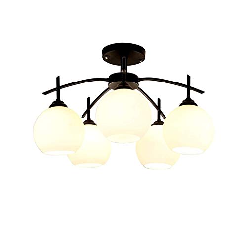 Lustre plafonnier 5 branches pour éclairage de salon et salle à manger contemporaine