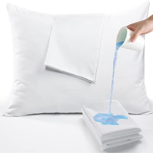 RICHAIR - Protege Oreiller 60x60cm Lot de 2 Impermeable -Fermeture enveloppe - Respirant et Anti Punaise&Acarien - Blanc Polyester Protege Oreiller