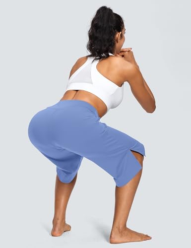Image of ISEEGZ 15 inch /18 inch /21 inch Capri Pants for Women High Waist Wide Leg Yoga Capris with Pockets Stretchy Loose Fit Casual Workout