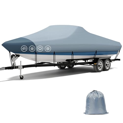 CEMOFE Heavy Duty Bass Boat Cover 20-22FT Waterproof Trailerable Boat Cover
