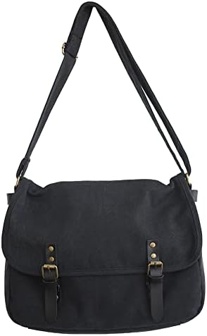 Canvas Messenger Bag Flap Hobo Crossbody Bag Women Mens Tote Bag Retro Canvas Crossbody Bag Shoulder Bag for School Work Travel