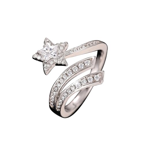 White Gold Plated White Cubic Zirconia Star Twist Rope Engagement Rings Wedding Bridal Band Promise Rings Evening Parties Anniversary Valentine's Day Gifts Eternity Bands for Women3