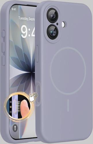 mobistyle Magnetic Silicone Back Cover for iPhone 17 6.3-Inch, Compatible with Mag-Safe, Silky Soft Touch, Shock Absorbing Phone Cover Case Protection (Grey)