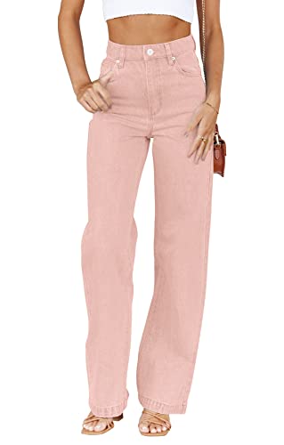 PLNOTME Women's High Waisted Jeans Boyfriend Baggy Straight Leg Casual Denim Pants