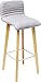 Kare Design Lara, stołek barowy, krzesło barowe w nowoczesnym wzornictwie, wyściełane krzesło z litego drewna, szary melanż, (wys. x szer. x gł.) 98 x 42,5 x 46 cm
