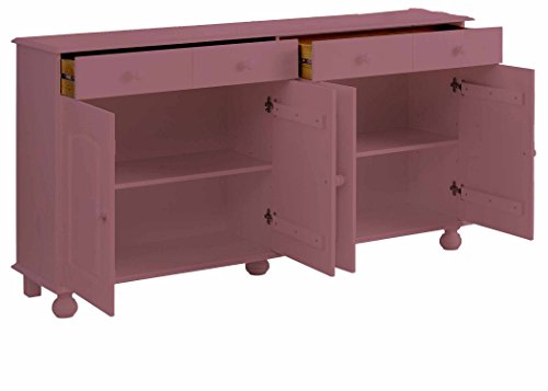 Image of APRODZ Solid Wood Sideboard Cabinet for Living Room | Wooden Storage Cabinet with 3 Drawers & 3 Doors | Kitchen Crockery Cabinet | Drawer Cabinet for Dining Room Bedroom | 161x35x79 cm,Pasadena Rose
