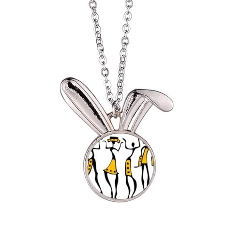Collier lapin noir Pritive afaboriginal avec pendentif élégant pour femme