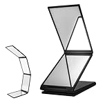 nanaxagly Foldable Makeup Mirror, 4 Way Mirror, 360 Degree Handheld Desktop Portable Self Hair Haircut Makeup Barber Mirrors, for Hair Cuting, Styling, Grooming,Vehicle Maintenance.1Pcs