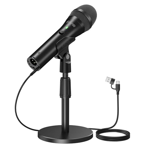FIFINE Dynamic Microphone with USB/XLR Connection for Vocal, Podcast Recording, Studio Handheld Mic Bundle with Desktop Stand for Singing, Voice Over, Streaming - TANK2