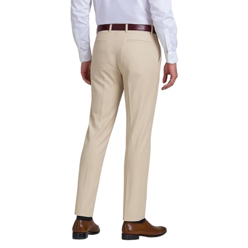 Image of Men's Stretchable Formal Trousers | Regular Fit Mid Rise Office Wear Pants | Elasticated Waistband 2 Inch Stretch | 4 Pocket Pant