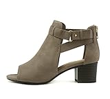 CITYCLASSIFIED Invest Women's Cutout Side Strap Mid Black Chunky Heel Fashion Ankle Bootie (Smoke Taupe, us_footwear_size_system, adult, women, numeric, medium, numeric_8)