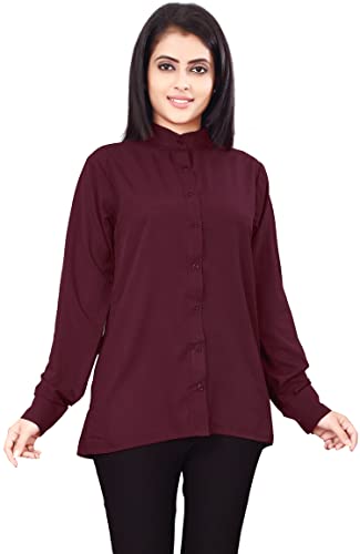 Image of DHRUVI Trendz Women's Solid Crepe Regular Fit Shirt