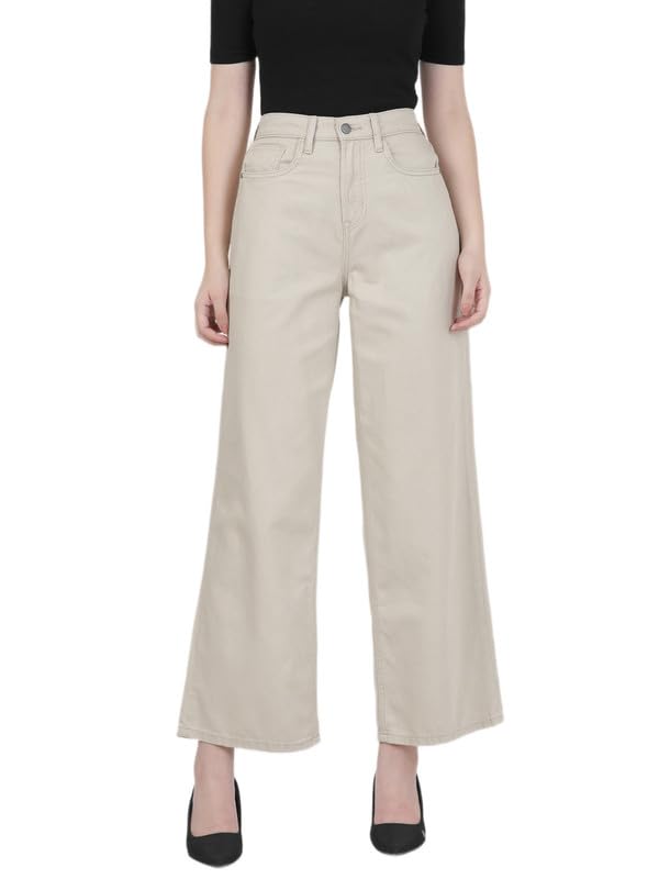 go colors Soft Cotton-Tencel Blend Twill Wide Pants Full Length for Women| Breathable, High Rise-picture-30