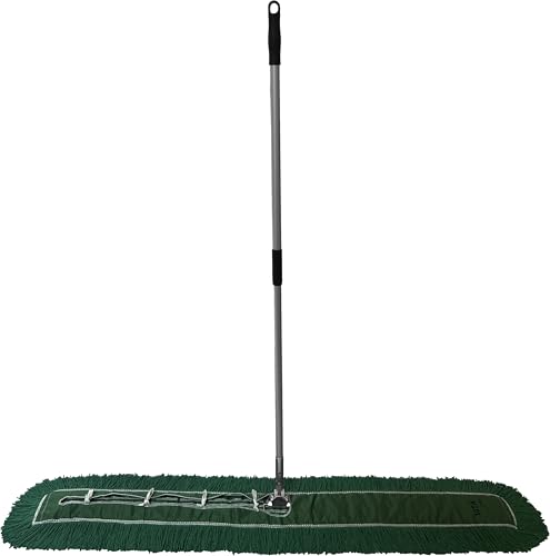 Ultimate Dust Mop Kit: Industrial-Grade Performance, Heavy-Duty Frame, Telescopic Handle - Green 60 Inch