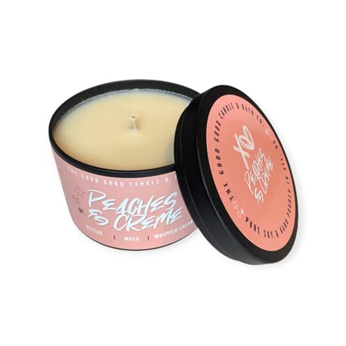6 oz Good Good Candle & Bath Co. Scented Premium Soy Candle (Georgia Peaches & Cream Premium Soy Candle, 6oz)