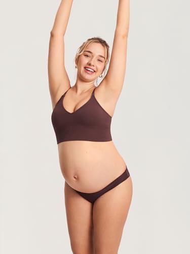 Image of MOMANDA Ribbed Longline Nursing Bras | Materntiy sleep bralettes, V neck, For breastfeeding, Comfort, For women