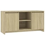 vidaXL TV Schrank mit Türen Fächern Lowboard TV Möbel Sideboard Fernsehtisch Fernsehschrank HiFi-Schrank Sonoma-Eiche 102x37,5x52,5cm Holzwerkstoff