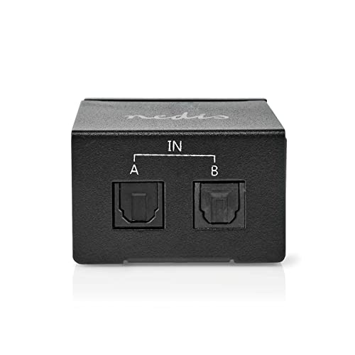 Interruptor de audio digital con 2 entradas TosLink manual en acabado de metal negro de Nedis 2