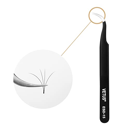 LASHVIEW Vetus Anti-static ESD Curved Pointed Perfect Craft Fine Angled Removal Stainless Steel Tip Curved Tweezers For Profissional Grafting False Eyelash Extension Nail Art Electionics Medical Cover