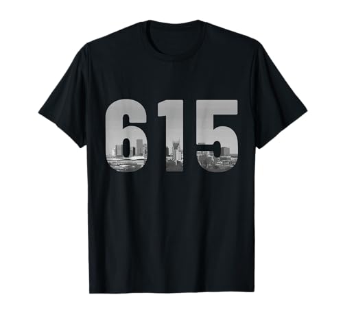 Nashville 615 Area Code Skyline Tennessee Music City Vintage T-Shirt