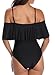 Tempt Me Women's Black Off Shoulder One Piece Swimsuits Flounce Ruffle Bathing Suits M