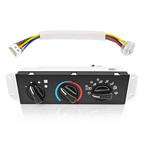 TOP-MAX HVAC Climate Control Module Panel Fit for Jeep Wrangler TJ 1999-2004, A/C Heater Air Conditioning Control Unit with Harness, Replace for 55037473AB HS-373