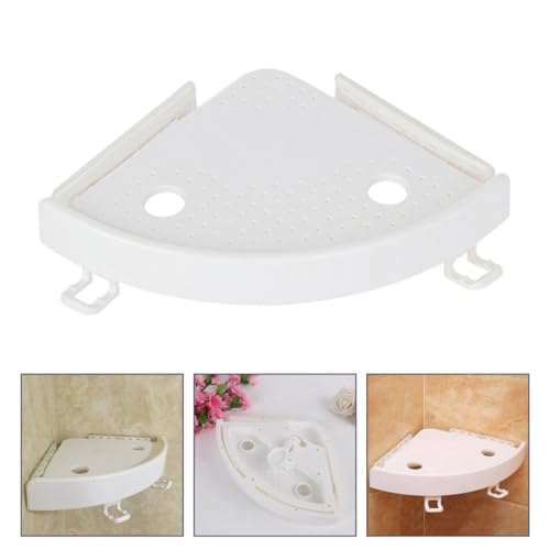 Estante de almacenamiento triangular sin taladro para esquinas de baño blanco 8