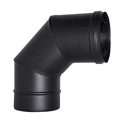 Coude 90 pour cheminée tubulaire coaxiale D. 80/125 noir CE en acier 316 pour poêle à pellets Fabriqué en Italie UNI 1856/2