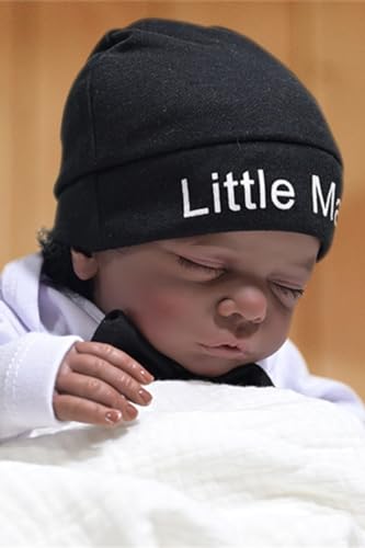 Muñeco bebé reborn realista niño negro 48 cm miniatura 3