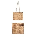 YAHUAN Woven Water Hyacinth Hanging Basket 2-Tiered Storage Baskets Hanging Organizer Hanging Wall Basket for Home,Pantry,Garden, Office Organization (Water Hyacinth)