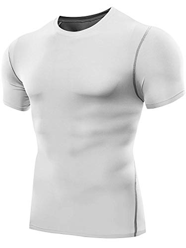 Neleus Men's 3 Pack Workout Athletic Compression Shirts,White,Us S,Eu M #TOP4