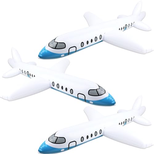 Lot de 3 grands avions gonflables blancs de 101,6 cm - Jouets gonflables pour fête d'anniversaire, douche, piscine extérieure