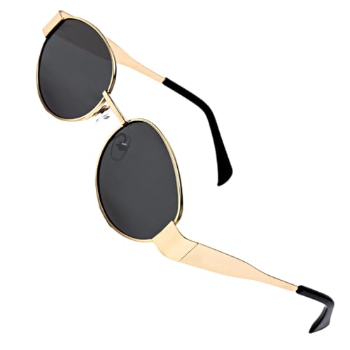 Trendy Oval Sunglasses Stylish Shades for Everyday Retro Metal Frames