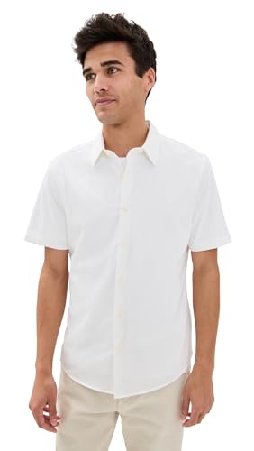 Theory Men's Structure Knit Irving Short Sleeve Shirt, White, S