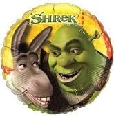 Qualatex 18" Shrek & Donkey Mylar Balloon - Green, Brown - 1 Count - Round - Children's Birthday