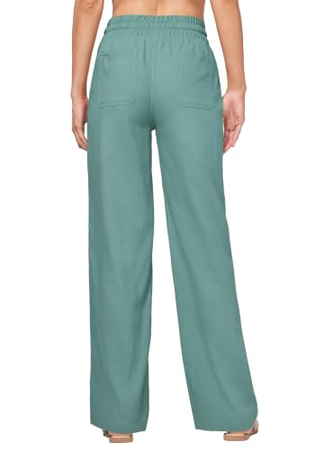 Image of Willit Women Linen Pants Wide Leg Casual Palazzo Pants Beach Summer Lounge Pants Trousers with Pockets 29 inch /31 inch / 33 inch