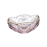TOVINANNA Bol de Vidrio Transparente con Borde Dorado Forma de Corazón Cuenco para Ensaladas y Postres Resistente Grietas Apto para Helados y Frutas para Uso Hogar y Restaurantes Capacidad