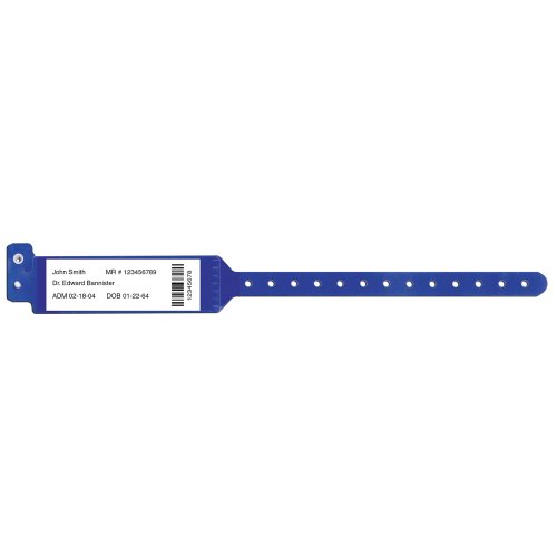 PDC Healthcare 5080-13-PDM Sentry LabelBand Polyester Adult Shield Wristband, Insert Label Style, Permanent Snap Closure, Blue, Pack of 500