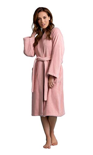 Image of Women's Turkish Terry Kimono Style Bathrobe - 100% Cotton Robe for Women - Comfortable & Absorbent - Soft & Cozy Wear
