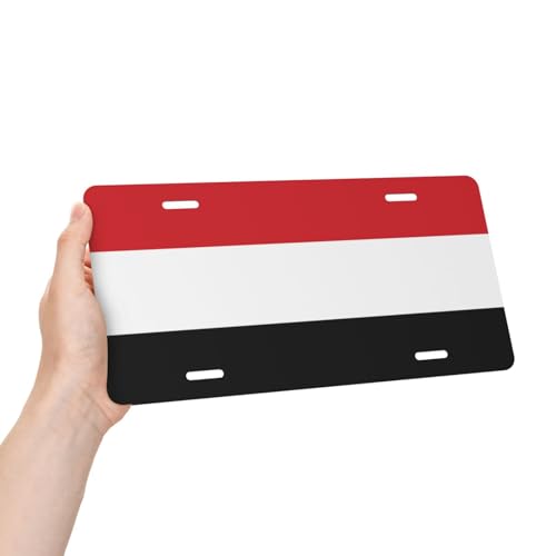 Placa de matrícula con la bandera de Yemen de 6 x 12 pulgadas. Placa de matrícula de aluminio impresa de 6 x 12 pulgadas para coche