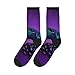 VPPUR Purple Peacock Pattern Print Mid Tube Sports Socks Lightweight Athletic Breathable Running Fashion Fitness Gear