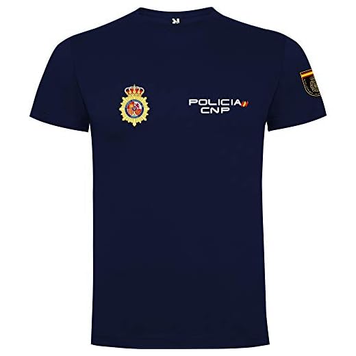 Piel Cabrera Camiseta de policia Nacional (S, Azul Marino)