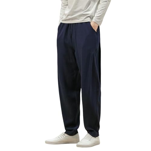 Pantalon sarouel lin homme décontracté coupe chinoise à cordon de serrage