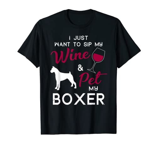 Boxer Dog Wine lover owner Christmas Birthday Gift Maglietta