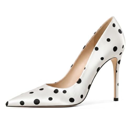 Image of Eldof Women's Classic Dress Pumps Shoes, Sexy Pointed Toe 4 inch Stiletto High Heels, Office Formal Slip On Size 5-13