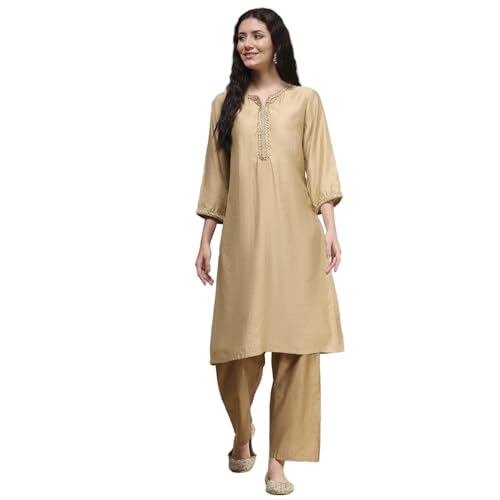 BIBA Women's Polyester Blend Solid Straight Kurta