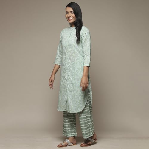 Image of BIBA Women Cotton Straight Printed Suit Set