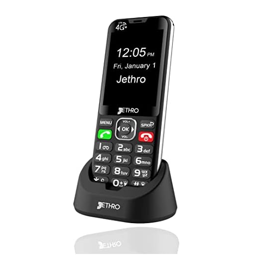 Jethro SC490 4G LTE Cell Phone for Seniors Unlocked, Talk & Text Only, Accessories Included (Charging Dock, USB & SIM Card), Large Buttons, Picture Dialing, Feature Phone for Kids & Elderly